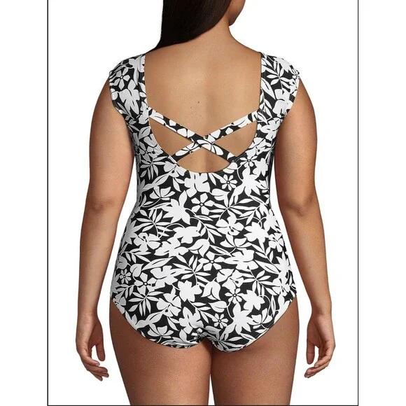 Lands' End Size 22W Chlorine Resistant Soft Cup Tummy Control Swimsuit One Piece - Picture 2 of 9